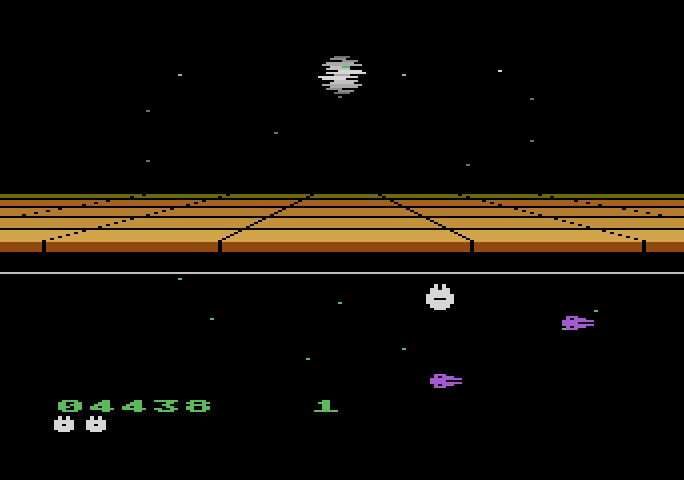 Star Wars: Return of the Jedi - Death Star Battle Atari 5200 Screenshot: If you crash into that shield, you'll lose a ship.