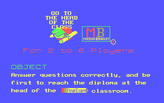 Go to the Head of the Class IBM PC/Compatibles Screenshot: The goal of the game.