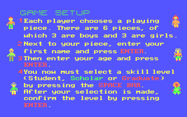 Go to the Head of the Class IBM PC/Compatibles Screenshot: One of several screens showing how to play the game.