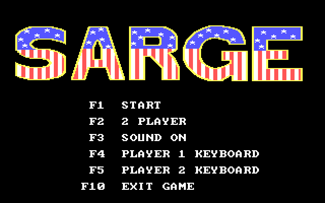 Sarge IBM PC/Compatibles Screenshot: The main menu.