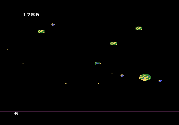 Meteorites Atari 5200 Screenshot: Shooting the meteorites...