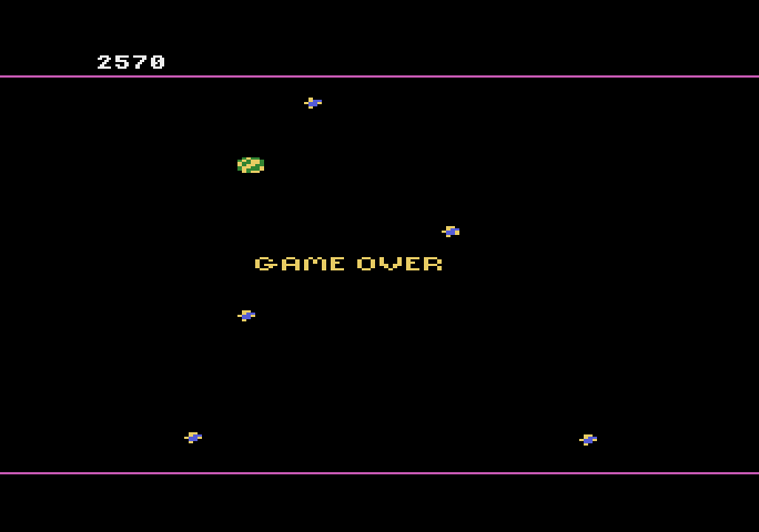 Meteorites Atari 5200 Screenshot: Game over.
