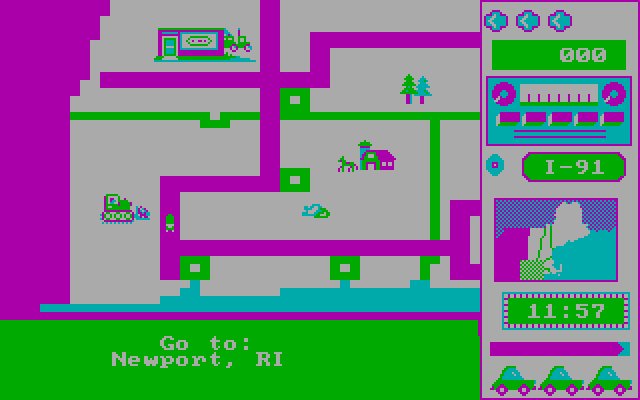 Road Rally U.S.A. IBM PC/Compatibles Screenshot: I need to drive to Rhode Island.