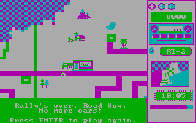 Road Rally U.S.A. IBM PC/Compatibles Screenshot: Game over.