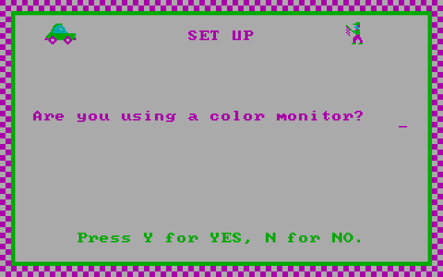 Road Rally U.S.A. IBM PC/Compatibles Screenshot: Do you have a color display?