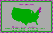 Road Rally U.S.A. for IBM PC/Compatibles - Choose a region to drive in...