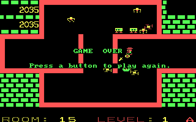 Shamus IBM PC/Compatibles Screenshot: Game over.