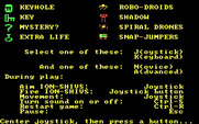 Shamus for IBM PC/Compatibles - The cast of characters and game options.