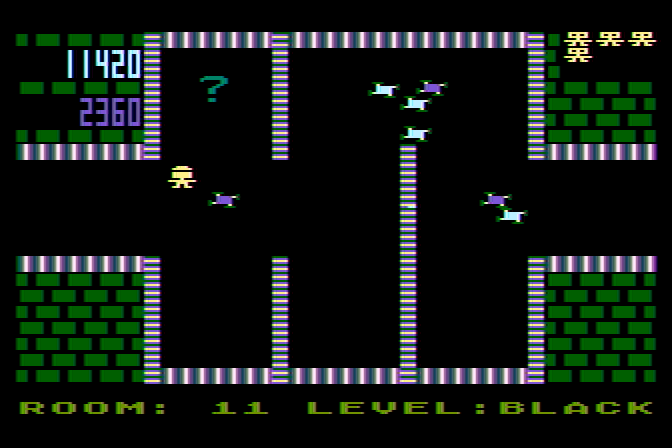 Shamus Atari 8-bit Screenshot: Another question mark; quick, grab it!