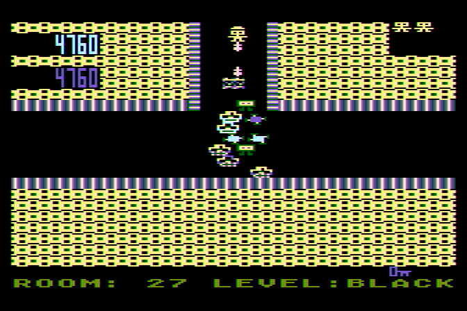 Shamus Atari 8-bit Screenshot: This room is heavily guarded!
