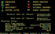 Shamus for IBM PC/Compatibles - The cast of characters and some game options.
