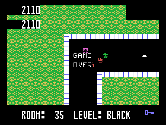 Shamus TI-99/4A Screenshot: Game over.