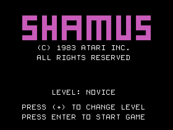Shamus TI-99/4A Screenshot: Title screen.
