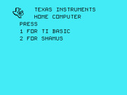 Shamus for TI-99/4A - TI-99/4A main menu.