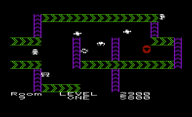 Shamus Commodore VIC-20 Screenshot: Passage to the right is locked; sure wish I had a key...