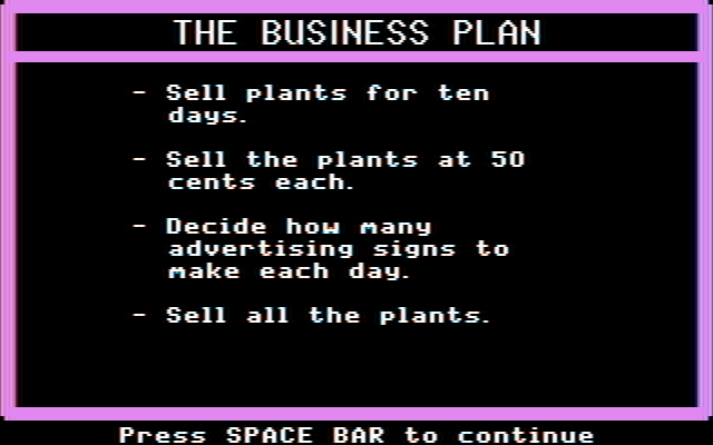 Market Place, The IBM PC/Compatibles Screenshot: Here's your business plan.