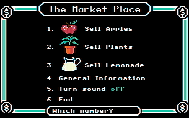 Market Place, The IBM PC/Compatibles Screenshot: The Market Place menu.