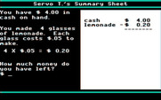 Market Place, The for IBM PC/Compatibles - The lemonade summary sheet.