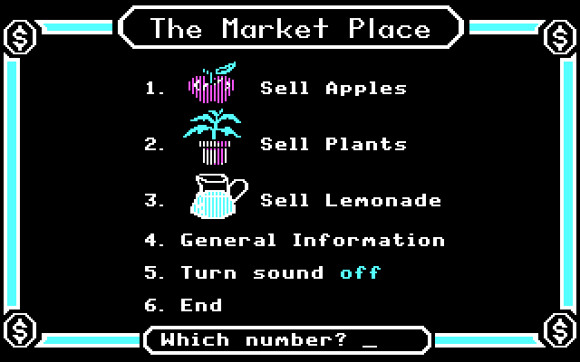 Market Place, The IBM PC/Compatibles Screenshot: The Market Place menu.