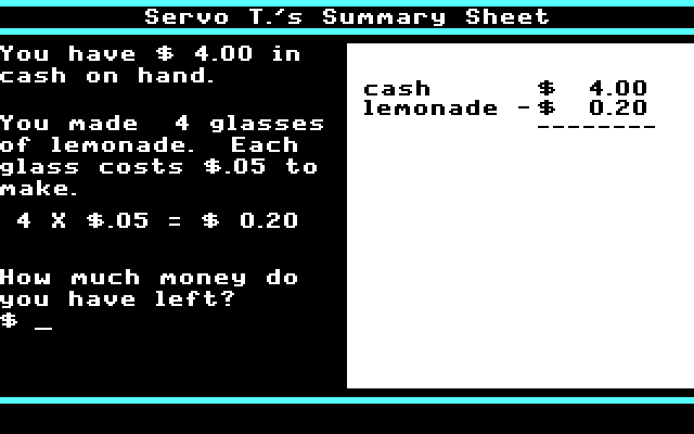 Market Place, The IBM PC/Compatibles Screenshot: At the end of the day you have to answer a few questions...