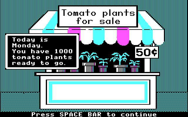 Market Place, The IBM PC/Compatibles Screenshot: It's time to sell some tomato plants!