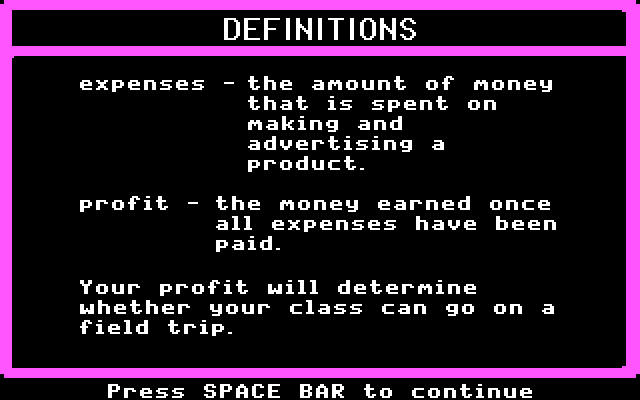 Market Place, The IBM PC/Compatibles Screenshot: Some definitions.