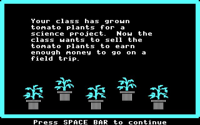 Market Place, The IBM PC/Compatibles Screenshot: Here's the instructions for selling plants.