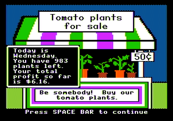 Market Place, The Apple II Screenshot: I still have 983 plants to sell...