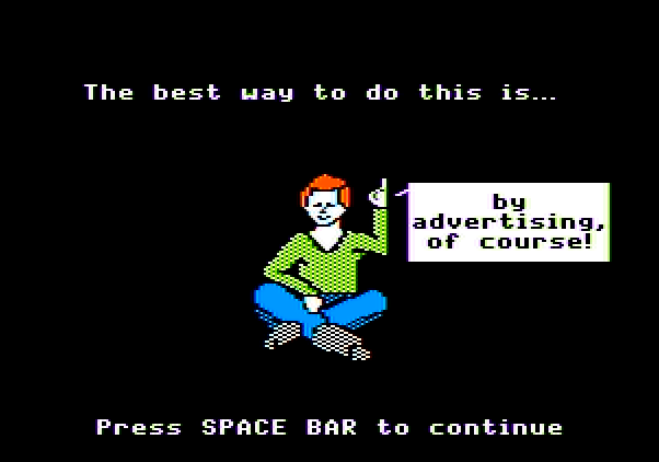 Market Place, The Apple II Screenshot: This exercise is intended to demonstrate advertising.