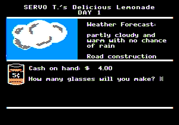 Market Place, The Apple II Screenshot: Today, it's partly cloudy...