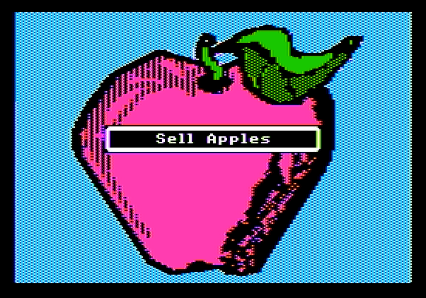 Market Place, The Apple II Screenshot: Sell apples starting screen.