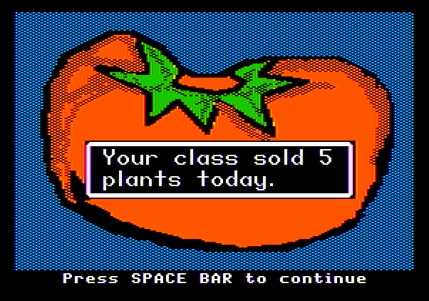 Market Place, The Apple II Screenshot: On the first day the class sold 5 plants.