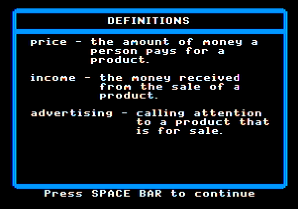 Market Place, The Apple II Screenshot: First, a few definitions...