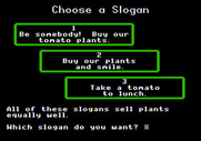 Market Place, The for Apple II - Time to advertise! First, choose a slogan...