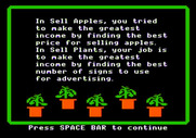 Market Place, The for Apple II - Instructions for sell plants.