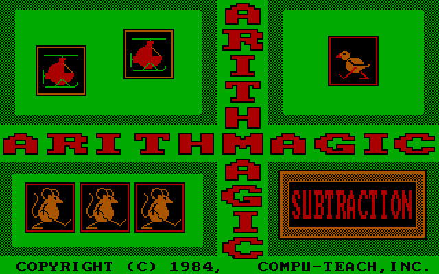 ArithMAGIC: Subtraction IBM PC/Compatibles Screenshot: Title screen.