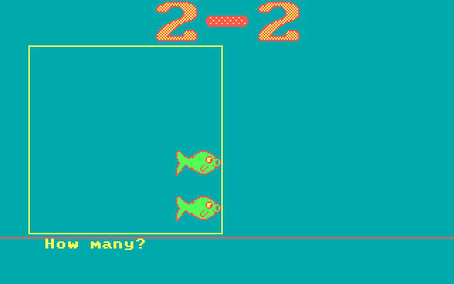 ArithMAGIC: Subtraction IBM PC/Compatibles Screenshot: How many fish do we have here?