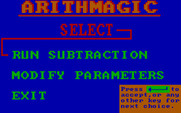 ArithMAGIC: Subtraction for IBM PC/Compatibles - The main menu.
