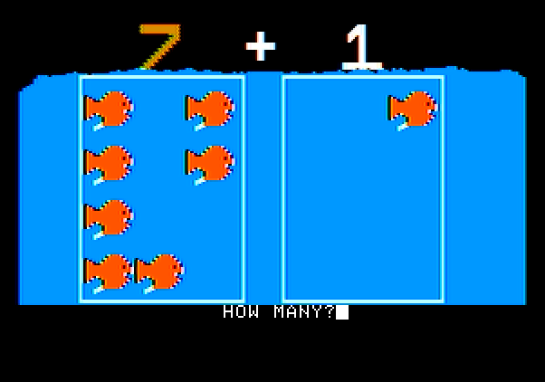 ArithMAGIC: Addition Apple II Screenshot: This time I have a lot of fish.