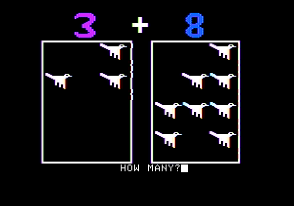 ArithMAGIC: Addition Apple II Screenshot: Count up the creatures...