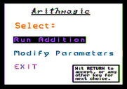ArithMAGIC: Addition for Apple II - The main menu.