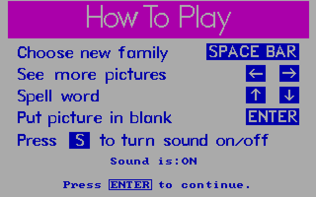 Roll-A-Word IBM PC/Compatibles Screenshot: Here's how to play the game...