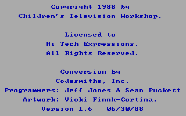 Roll-A-Word IBM PC/Compatibles Screenshot: Copyright and credits screen.
