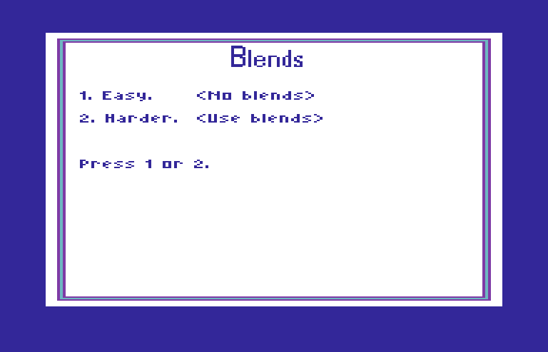 Roll-A-Word Commodore 64 Screenshot: One of the game options.