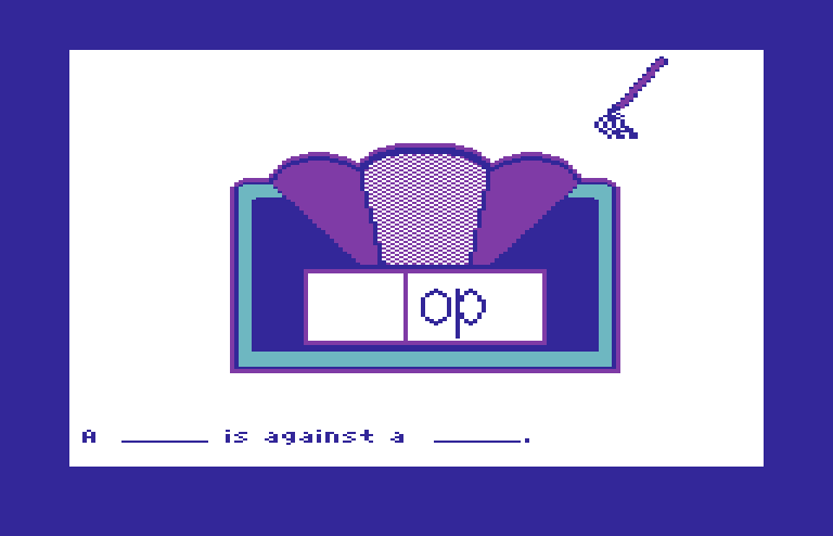 Roll-A-Word Commodore 64 Screenshot: Looks like I have a mop here...