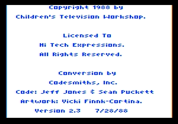 Roll-A-Word Apple II Screenshot: Copyright/credits screen.