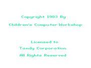Roll-A-Word for TRS-80 Color Computer - Copyright/credits screen.