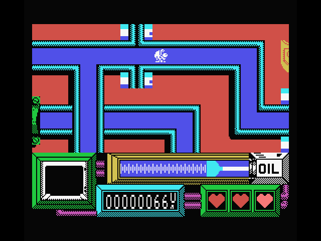 Coil Cop MSX Screenshot: Bouncing through the pipes...