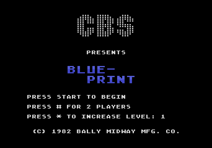Blueprint Atari 5200 Screenshot: Title screen.