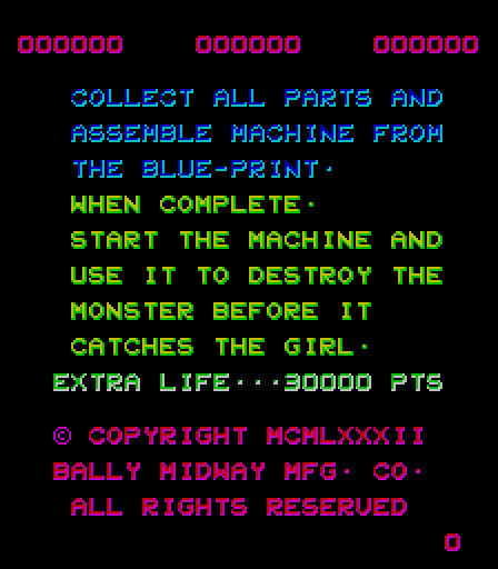 Blueprint Arcade Screenshot: Game instructions.